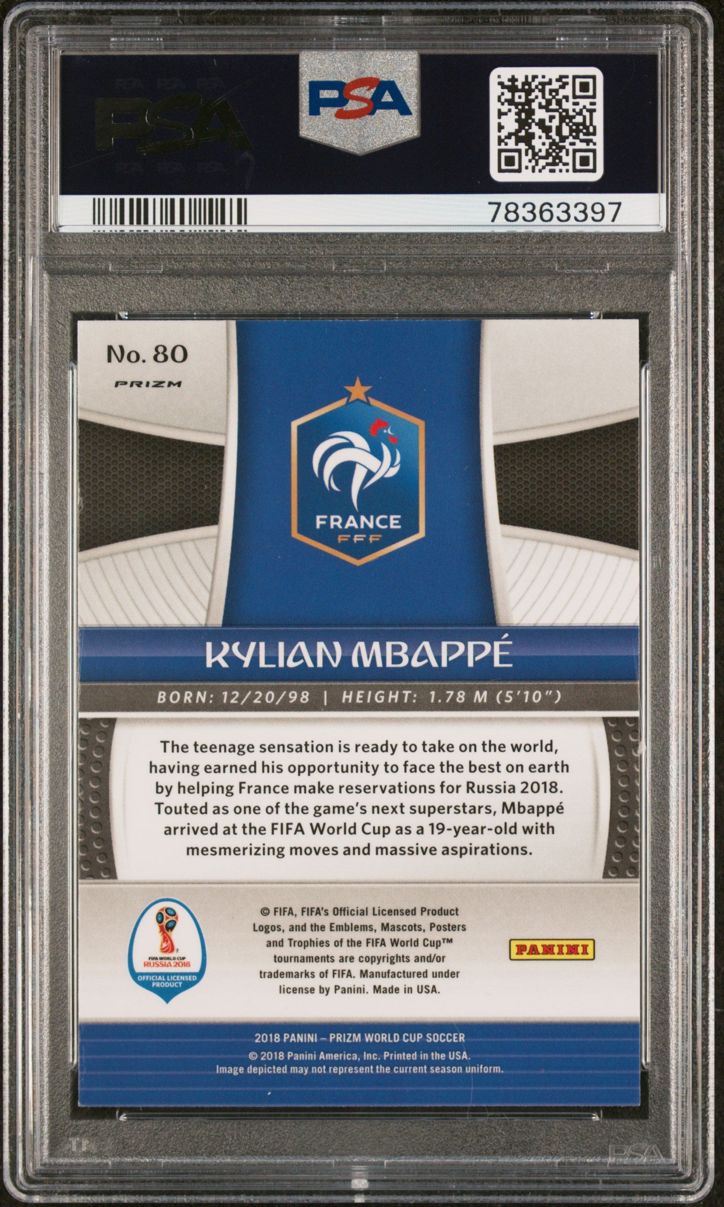 2018 PANINI PRIZM WORLD CUP #80 KYLIAN MBAPPE SILVER PRIZM