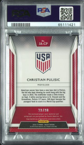 2016 PANINI SELECT JERSEY AUTOGRAPHS #JA-CP CHRISTIAN PULISIC JERSEY AUTOGRAPHS-WHITE