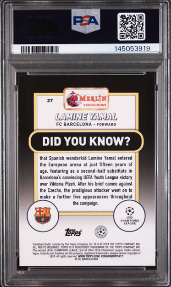 2023-24 TOPPS MERLIN UEFA CLUB COMPETITIONS #27 LAMINE YAMAL