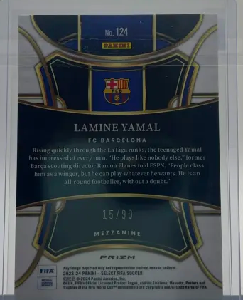 2023/24 PANINI SELECT ROOKIE Lamine Yamal no.124 number 15/99